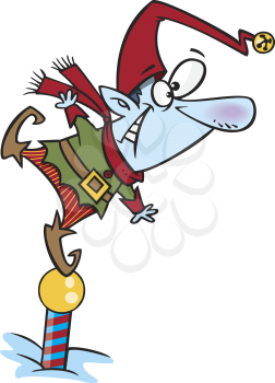 Royalty Free Clipart Image of an Elf on Lookout