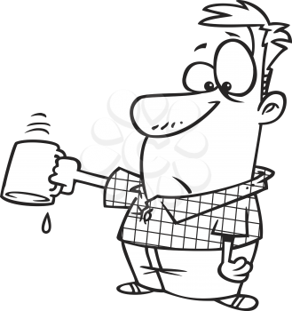 Royalty Free Clipart Image of a Man Tipping a Coffee Cup