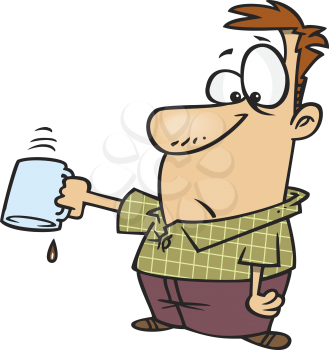 Royalty Free Clipart Image of a Man Tipping a Coffee Mug