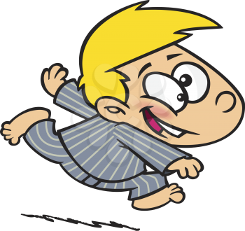 Royalty Free Clipart Image of a Little Boy in PJs