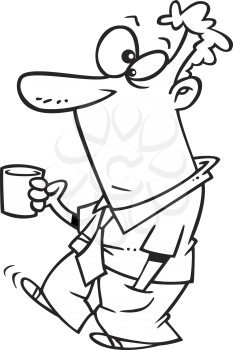 Royalty Free Clipart Image of a Man Carrying a Hot Coffee