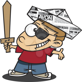 Royalty Free Clipart Image of a Boy Playing Pirate