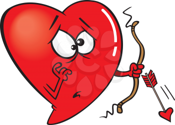 Royalty Free Clipart Image of a Heart With a Broken Bow