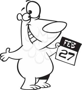 Royalty Free Clipart Image of a Bear With a Feb. 27 Calendar Page