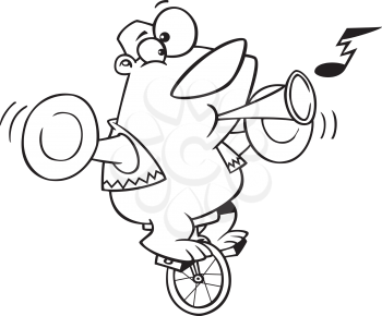 Royalty Free Clipart Image of a Bear Riding a Unicycle