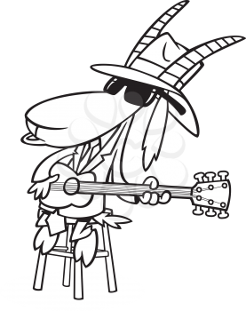 Royalty Free Clipart Image of a Goat Playing the Guitar