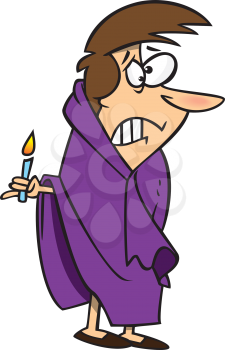 Royalty Free Clipart Image of a Woman Wrapped in a Blanket