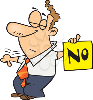 Royalty Free Clipart Image of a Man Holding a Sign Reading No