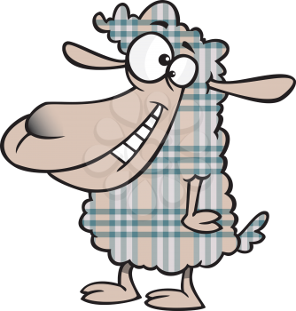 Royalty Free Clipart Image of a Plaid Sheep