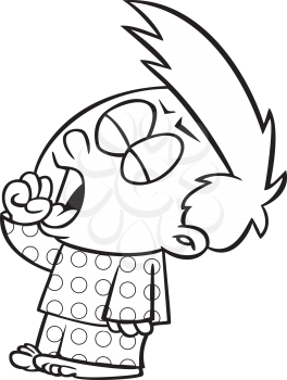 Royalty Free Clipart Image of a Boy Yawning