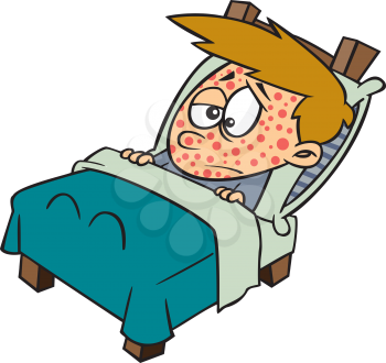 Royalty Free Clipart Image of a Boy With the Measles