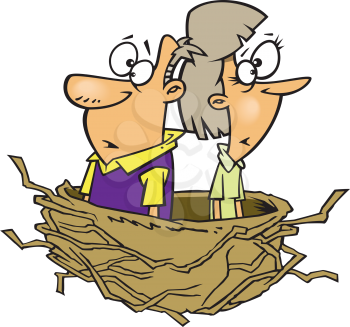 Royalty Free Clipart Image of Two Older People in a Nest
