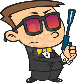 Royalty Free Clipart Image of a Child Dressed as a Secret Agent