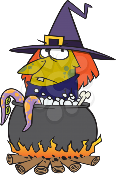 Royalty Free Clipart Image of a Witch in a Soup