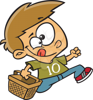 Royalty Free Clipart Image of a Little Boy With a Basket