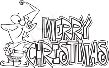 Royalty Free Clipart Image of an Elf Christmas Greeting