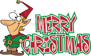 Royalty Free Clipart Image of an Elf Christmas Greeting