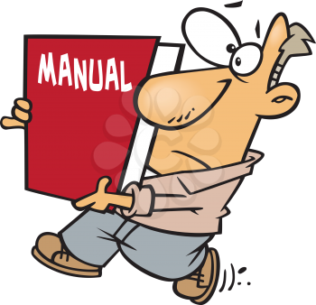 Royalty Free Clipart Image of a Man Carrying a Manual