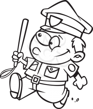 Royalty Free Clipart Image of a Child Dressed as a Police Officer
