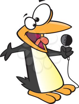 Royalty Free Clipart Image of a Singing Penguin