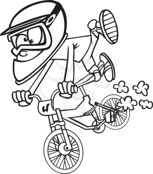 Royalty Free Clipart Image of a Boy Racing his Bicycle