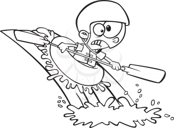 Royalty Free Clipart Image of a Boy in a Canoe