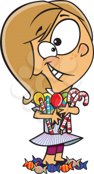 Royalty Free Clipart Image of a Girl Holding Candy