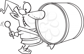 Royalty Free Clipart Image of a Drumming Elf