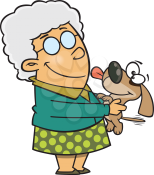 Royalty Free Clipart Image of a Woman With a Dog