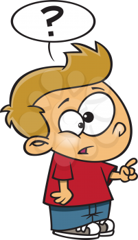 Royalty Free Clipart Image of a Boy With a Question