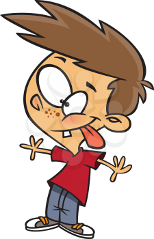 Royalty Free Clipart Image of a Boy Being Silly