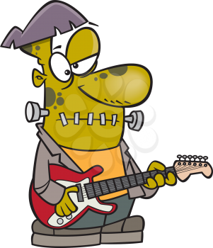 Royalty Free Clipart Image of a Guitar Playing Frankenstein