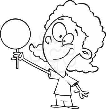 Royalty Free Clipart Image of a Girl With a Big Sucker