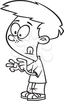 Royalty Free Clipart Image of a Boy Counting on His Fingers