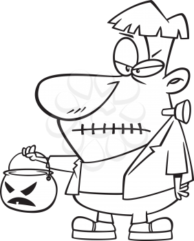 Royalty Free Clipart Image of a Trick-or-Treating Frankenstein