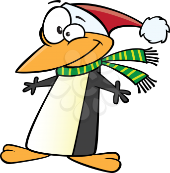 Royalty Free Clipart Image of a Festive Penguin