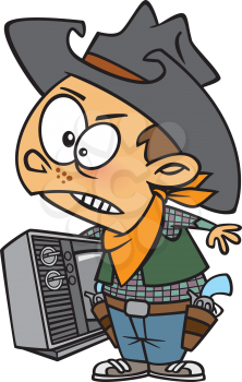 Royalty Free Clipart Image of a Cowboy Kid