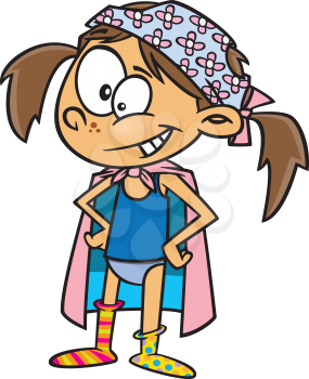 Royalty Free Clipart Image of a Girl Dressed in Underwear