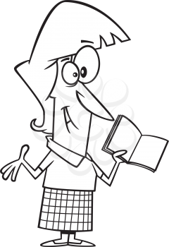 Royalty Free Clipart Image of a Woman Holding a Book