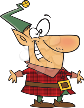 Royalty Free Clipart Image of an Elf Dressed in Plaid