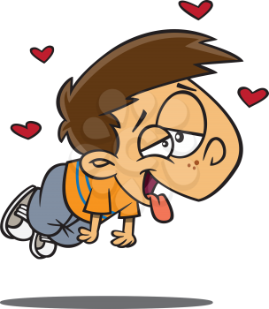 Royalty Free Clipart Image of a Little Boy in Love