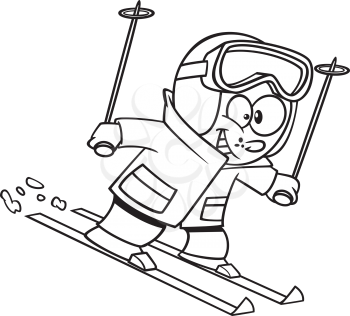 Royalty Free Clipart Image of a Boy Downhill Skiing