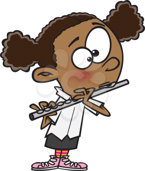 Royalty Free Clipart Image of Girl Playing the Flute