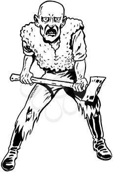 Royalty Free Clipart Image of a Troll With an Axe