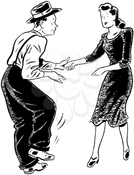 Royalty Free Clipart Image of a Swing Dancing Couple