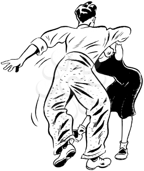 Royalty Free Clipart Image of a Coulpe Swing Dancing