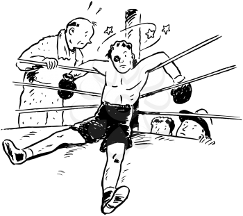Royalty Free Clipart Image of a Boxer Knocked Out