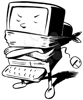 Royalty Free Clipart Image of a Gagged Computer