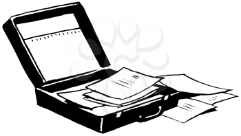 Royalty Free Clipart Image of a Briefcase and Papers