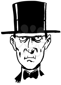 Royalty Free Clipart Image of a Creepy Guy in a Top Hat